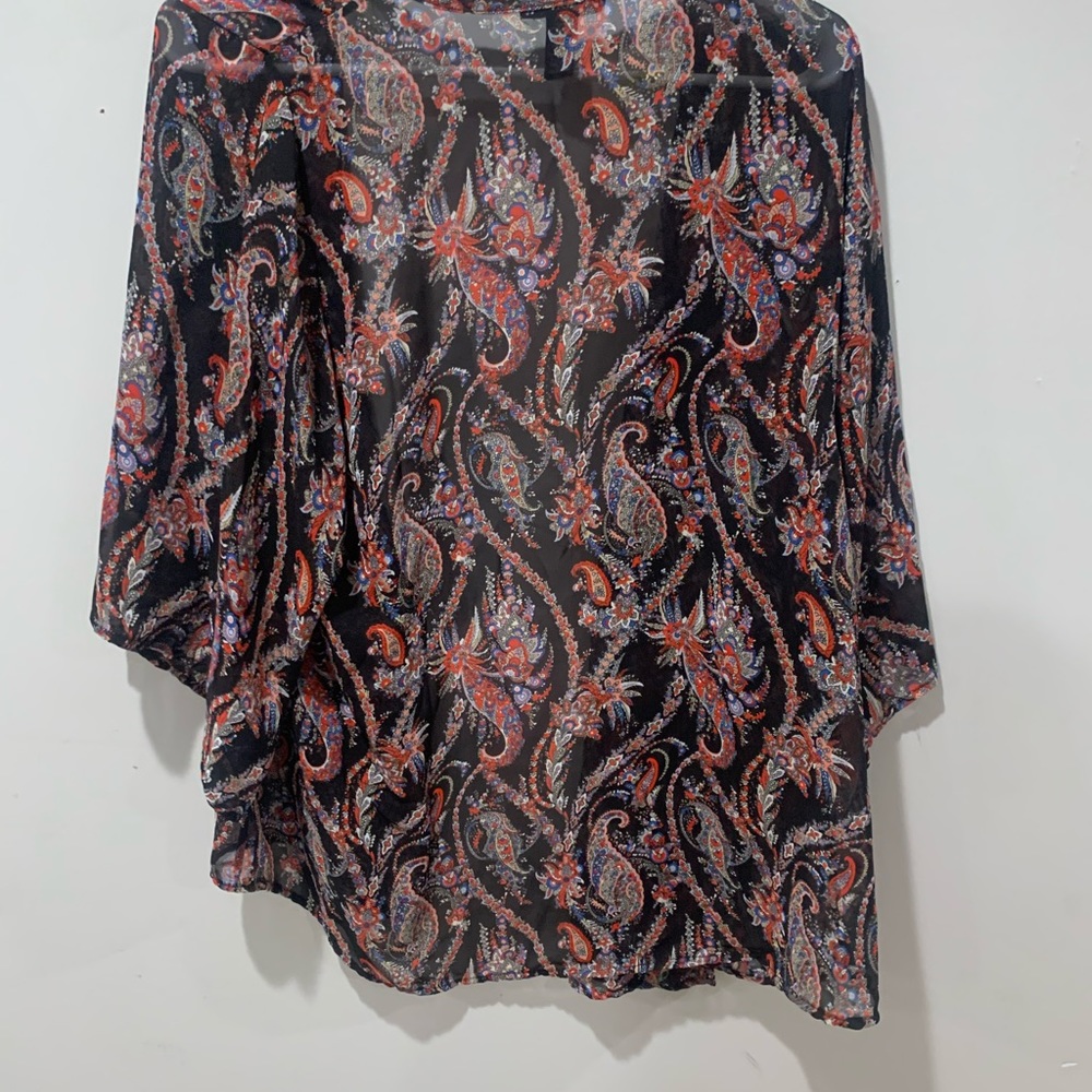 Women’s Open Front Blouse / Cardigan - Paisley Pattern - Picture 6 of 6